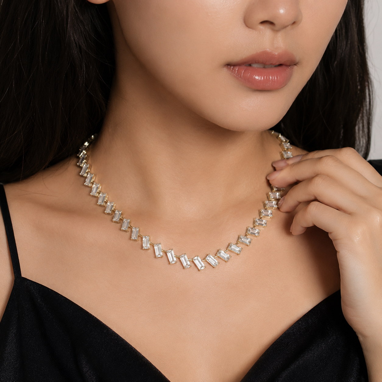 Tennis Tilted Baguette Eco Diamonds Necklace