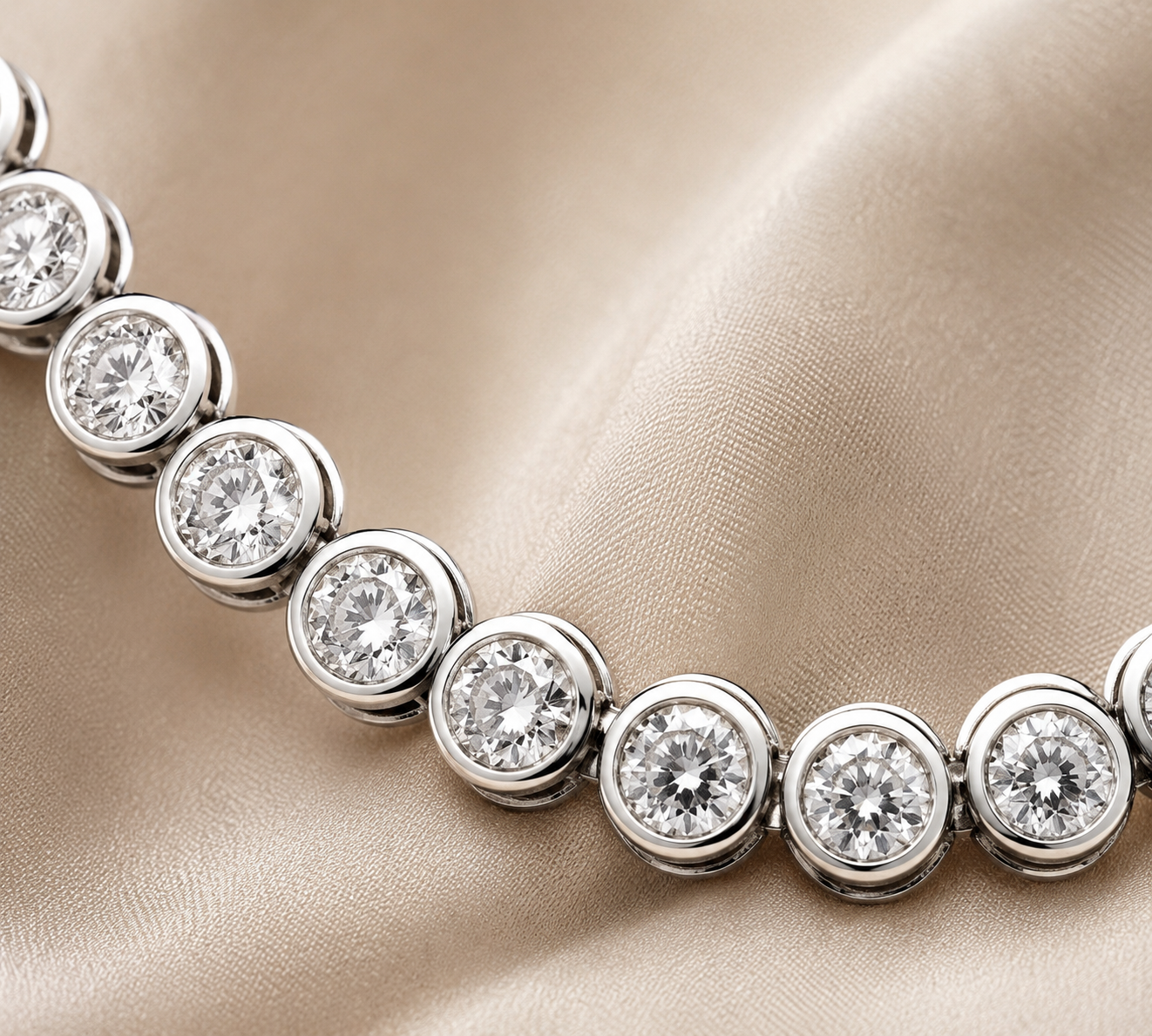 Lucienne Bezel Set Round Eco Diamonds Tennis Necklace 10 Carats