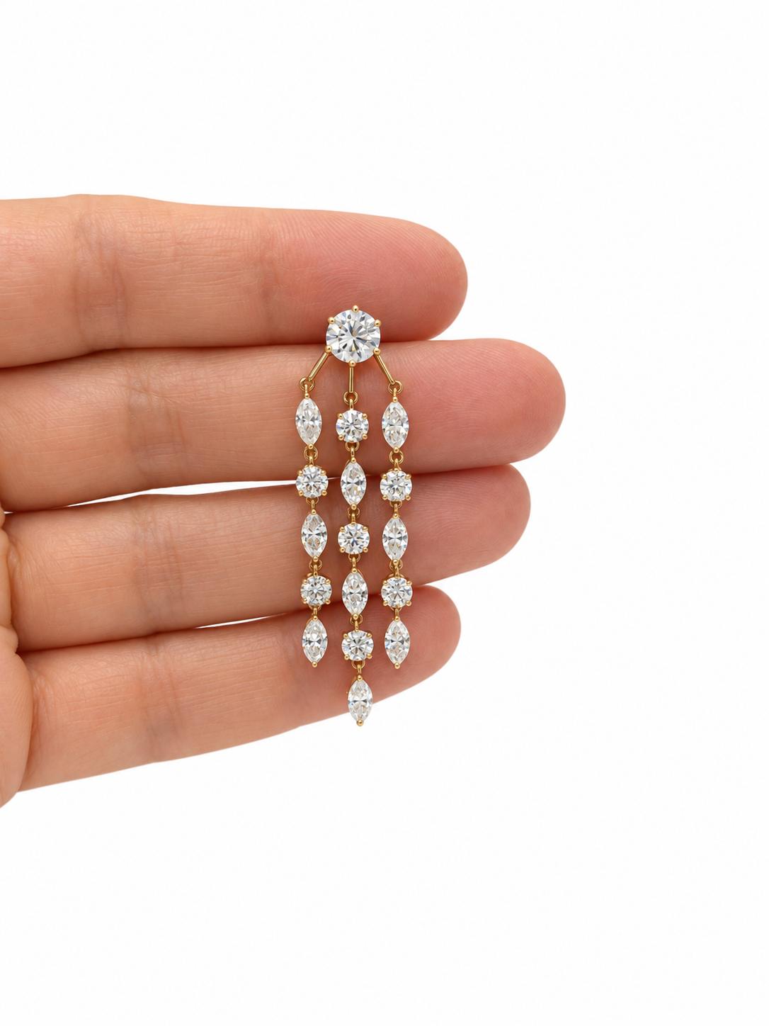 Jacqueline Diamond Cascade Chandelier Earrings in YELLOW Gold