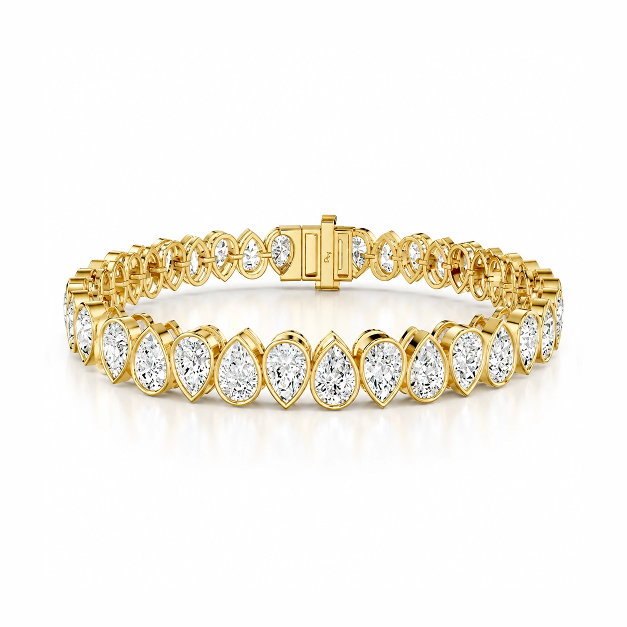 Tocatta Pear Shaped Bezel Diamond Tennis Bracelet in YELLOW Gold