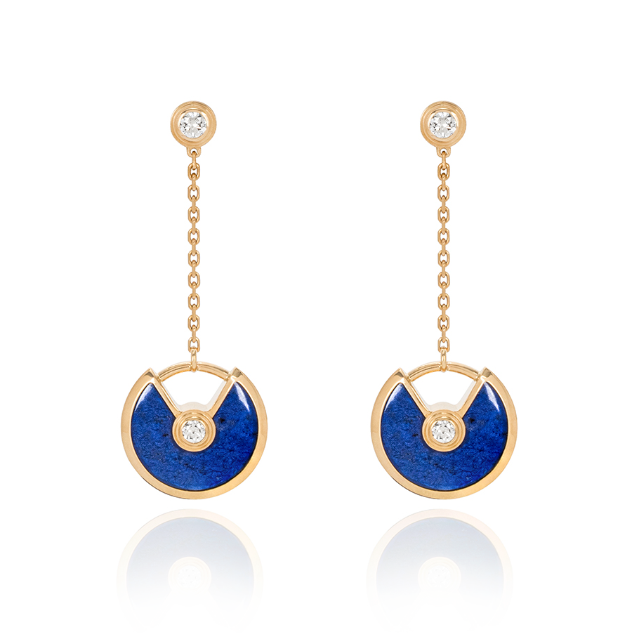 Cartier Amulette Blue Lapis and Diamonds Drop Earrings