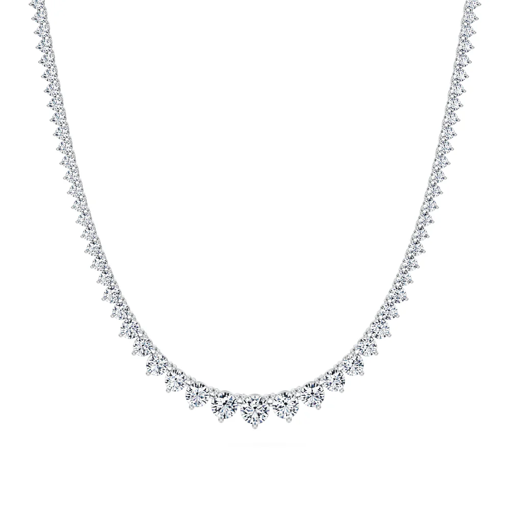 15 carats Prestige Glow Round Eco Diamonds Riviera Necklace 3 Prong