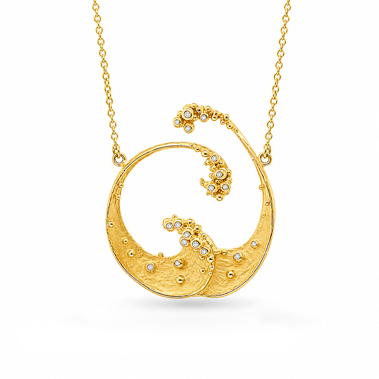 Ocean Waves Yellow Gold Necklace