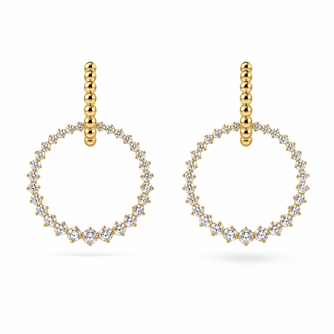 Caviar Eco Diamonds Hoop Drop Earrings