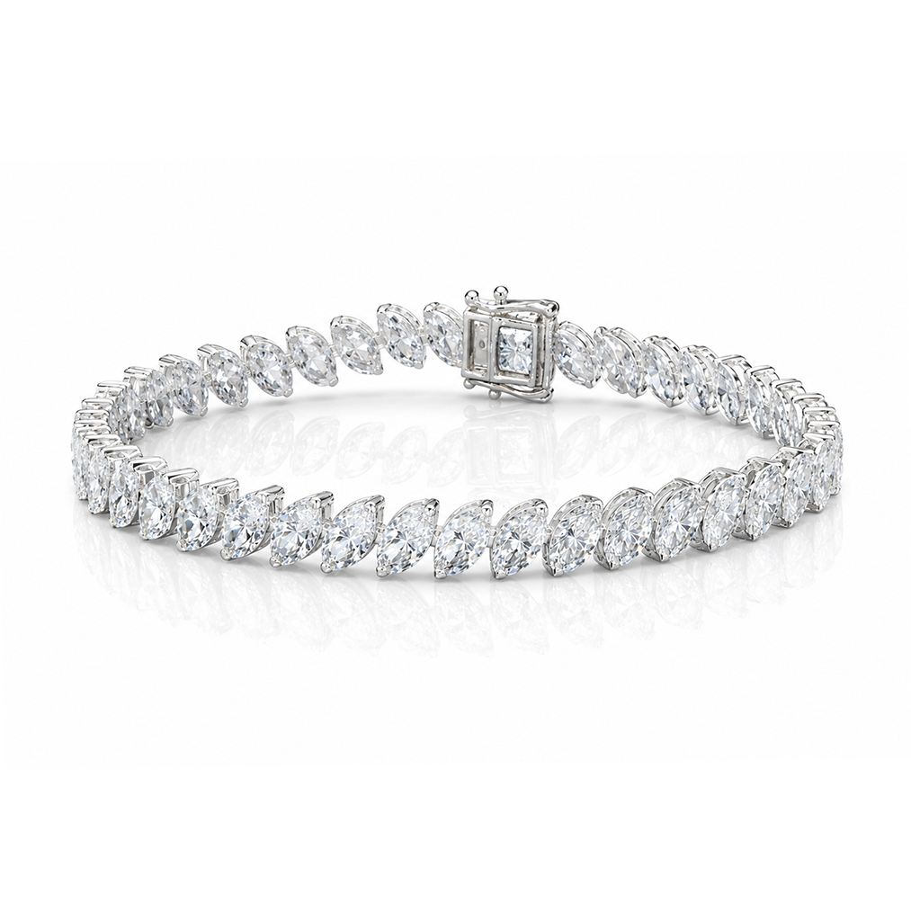 Sideways Marquise Eco Diamonds Tennis Bracelet