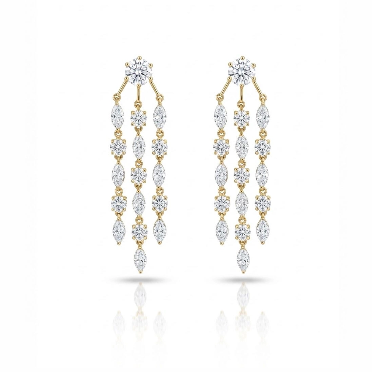 Jacqueline Diamond Cascade Chandelier Earrings in YELLOW Gold