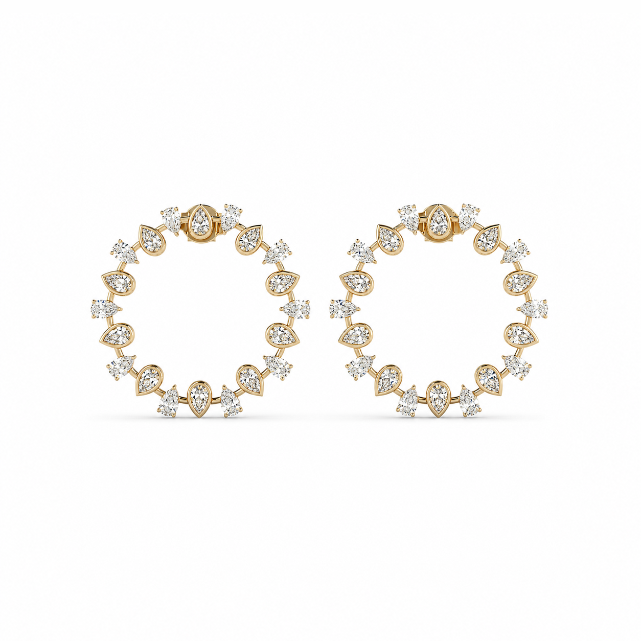 Bezel and Prong Loop Earrings