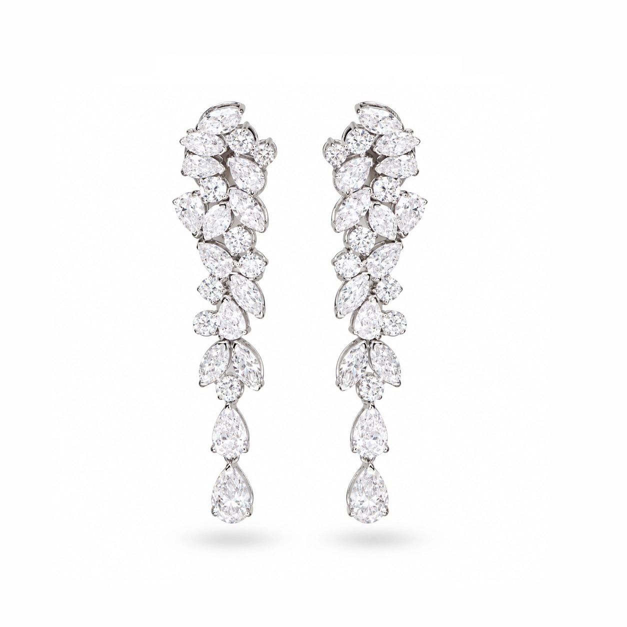 Sabrina Multi Shape Diamond Cluster Drop Earrings
