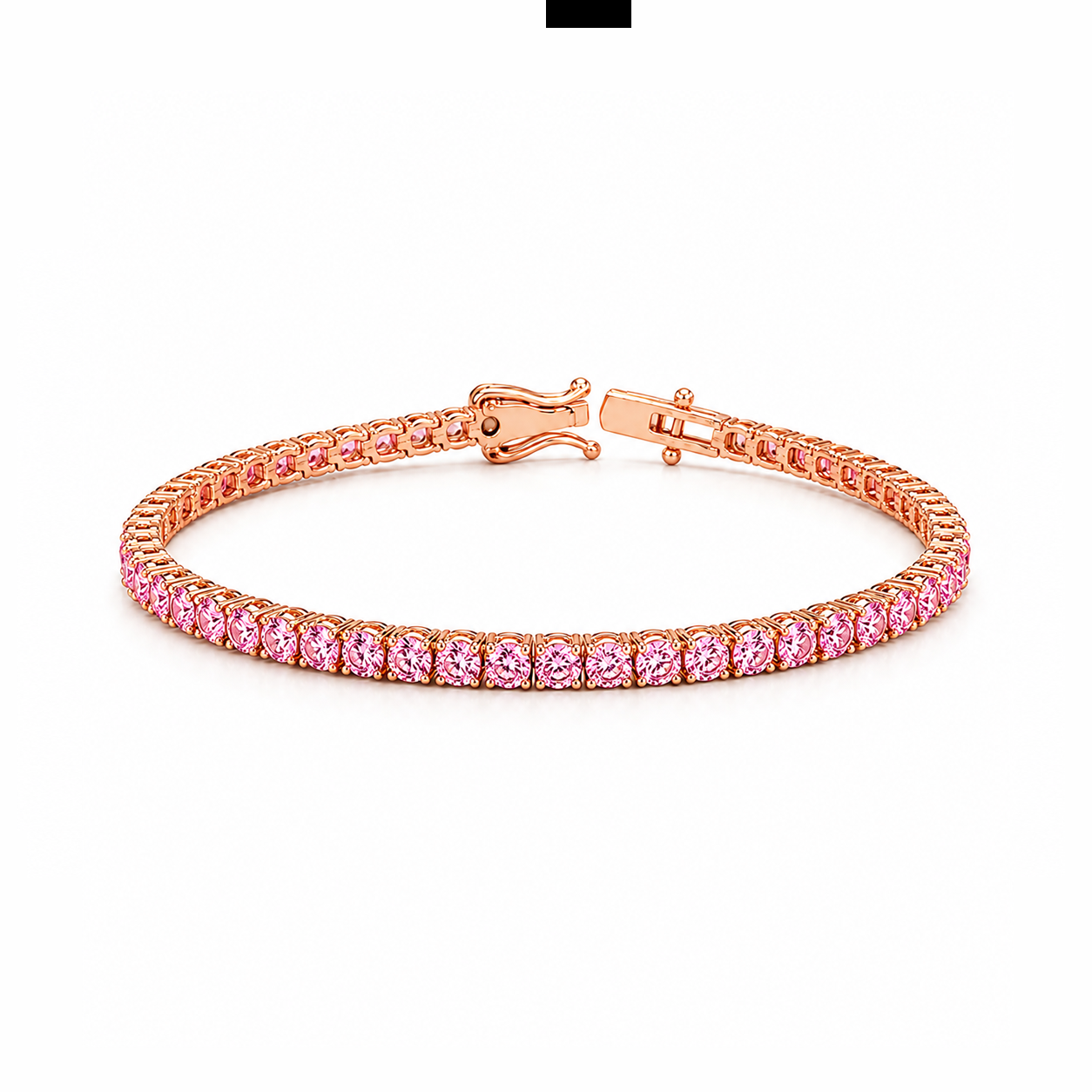 Intense Pink Round Eco Diamonds Tennis Bracelet