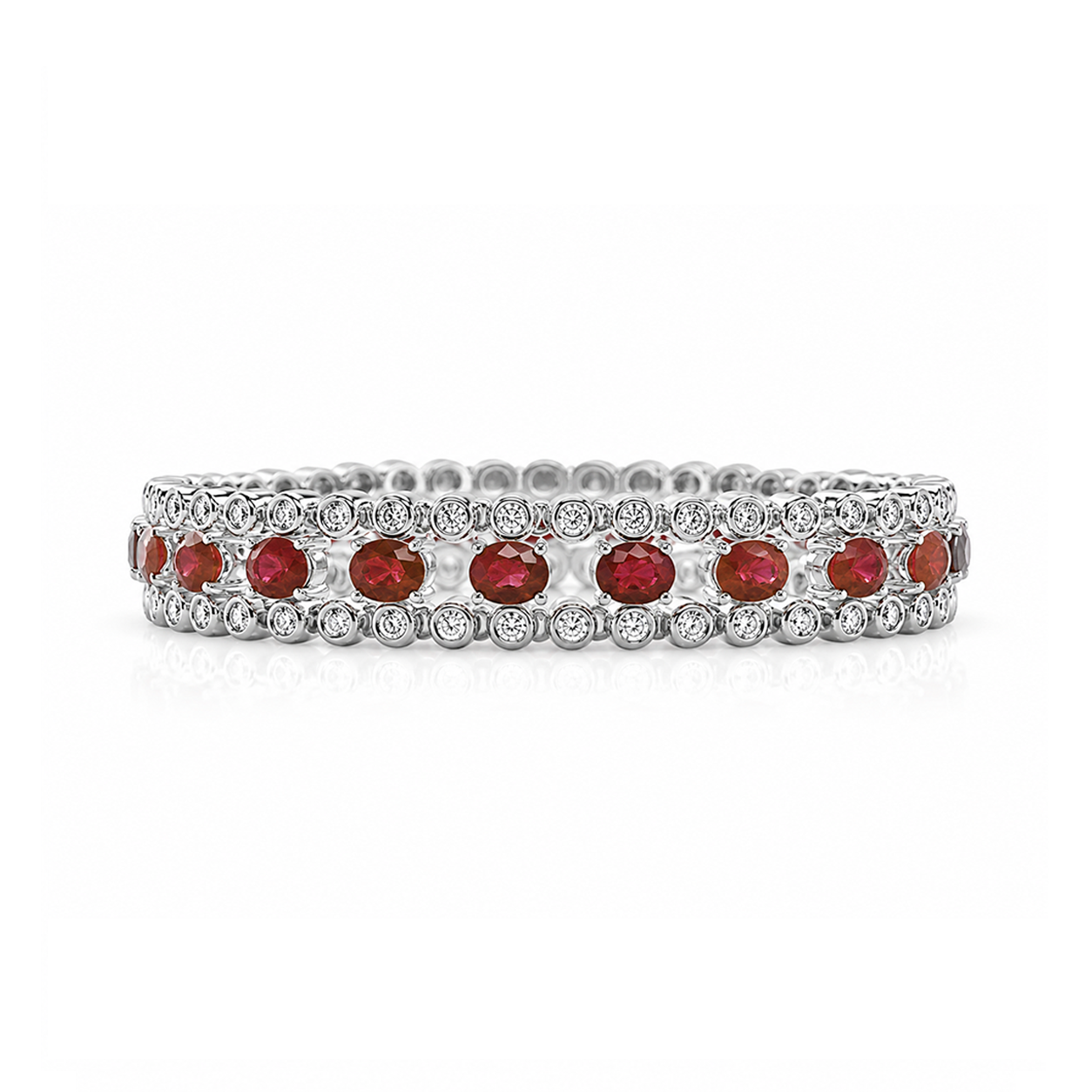 Rubies and Diamonds Platinum Bracelet