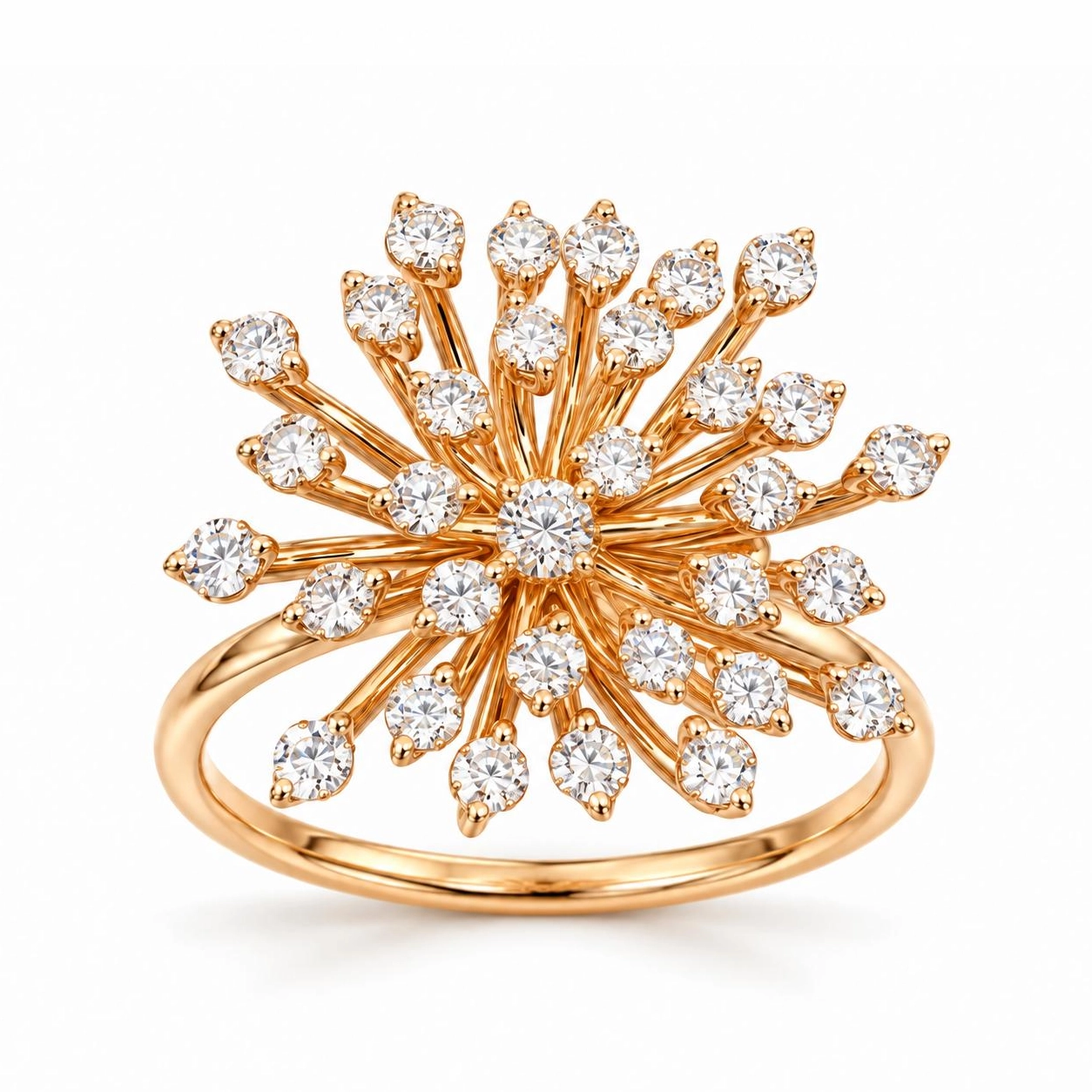 Supernova Diamond Cocktail Ring in Rose Gold