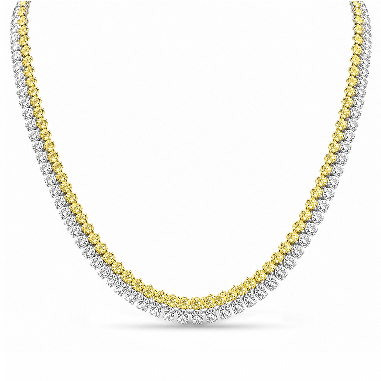 Vivid Fancy Yellow Eco Diamonds Double Layer Tennis Necklace