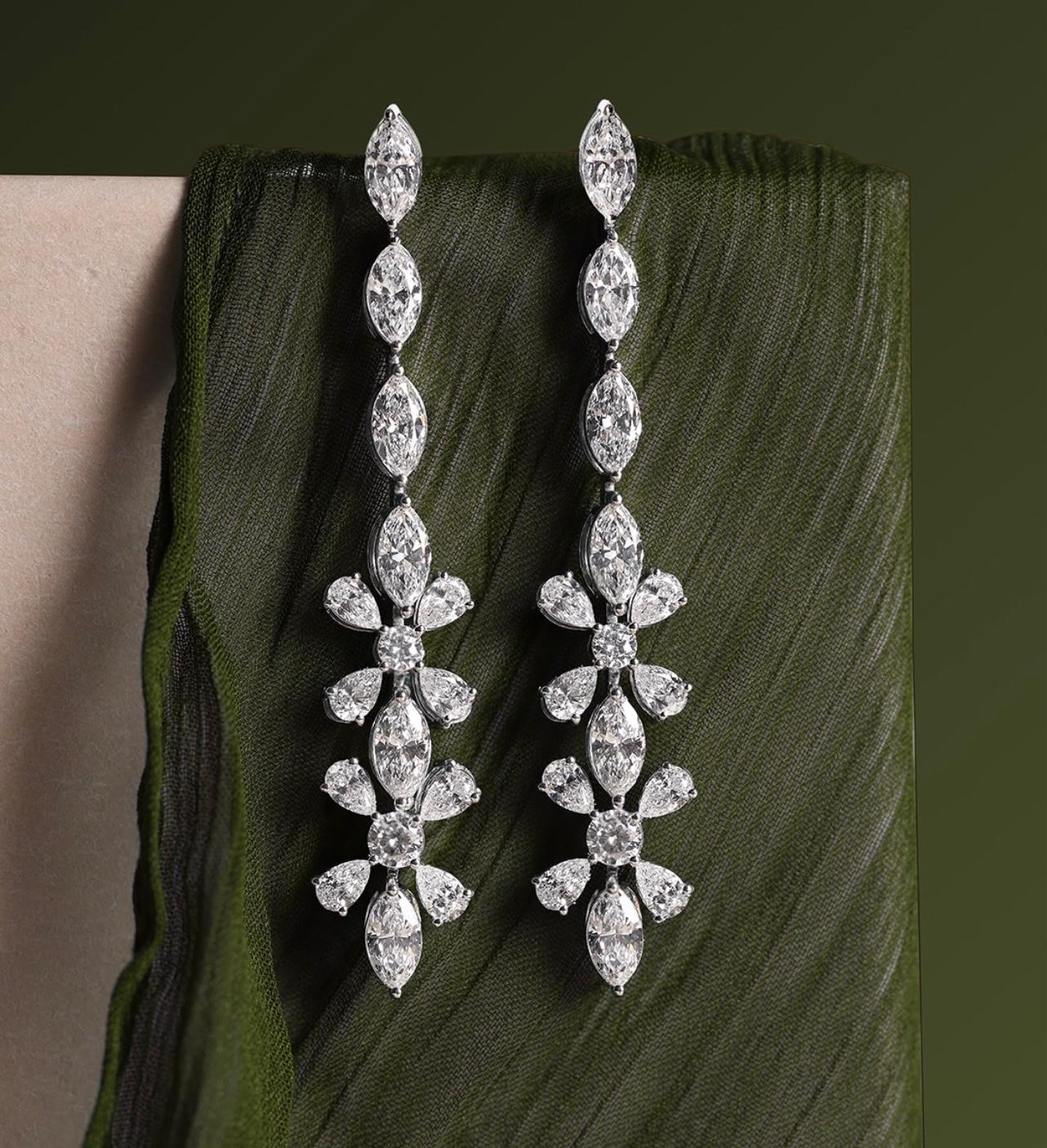Sorento Cascading Diamond Floral Drop Earrings