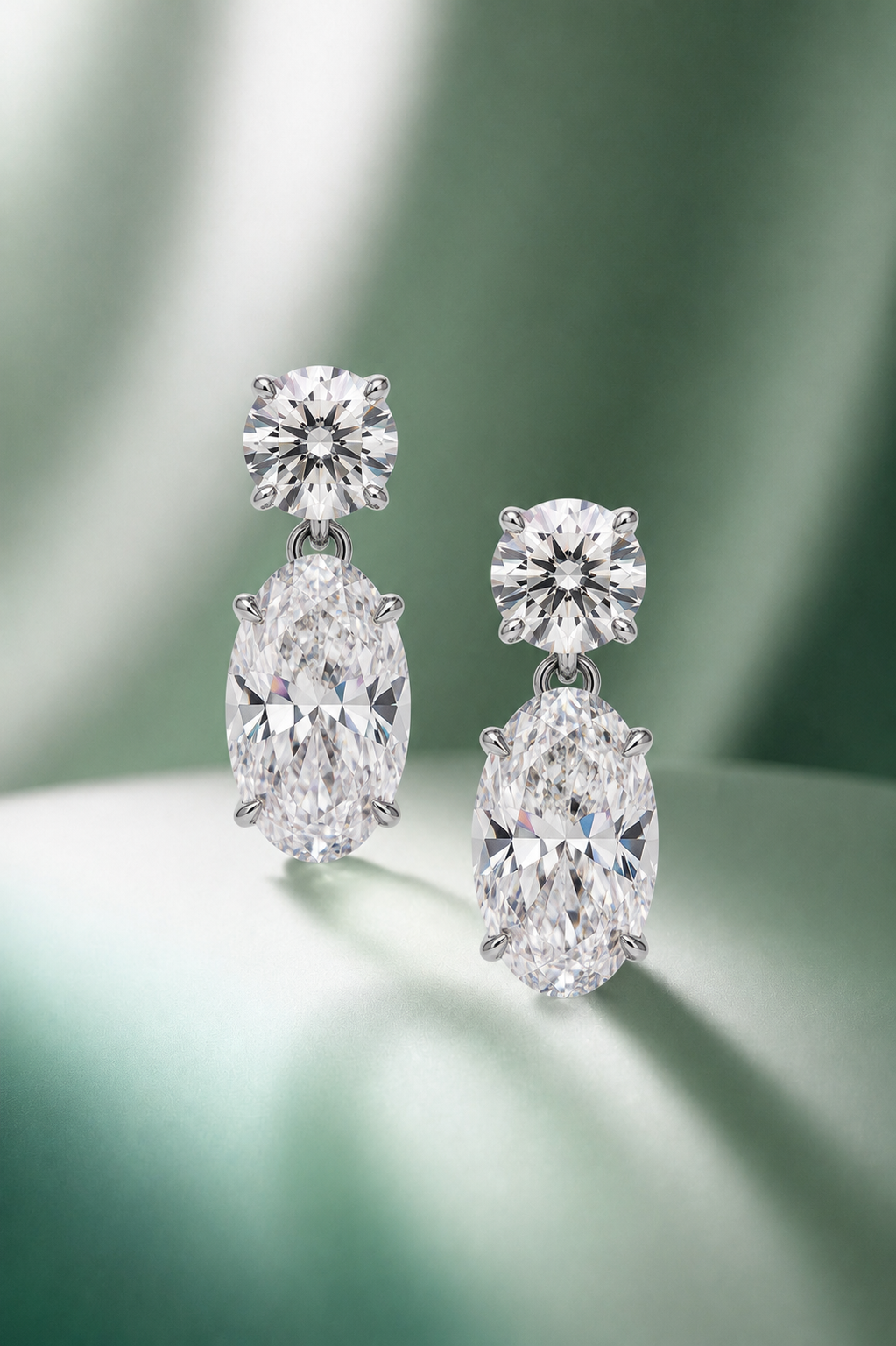 La Jolie Round and Oval Diamond Drop Earrings