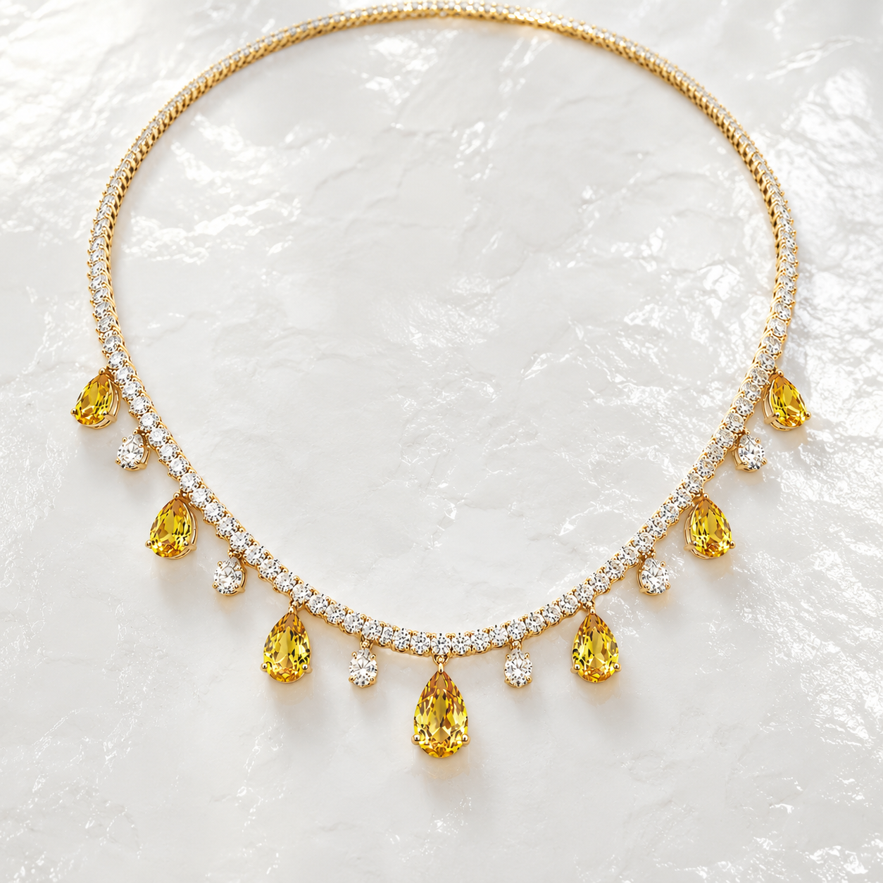 Canari Royal Oval and Pear Drop Diamond Necklace