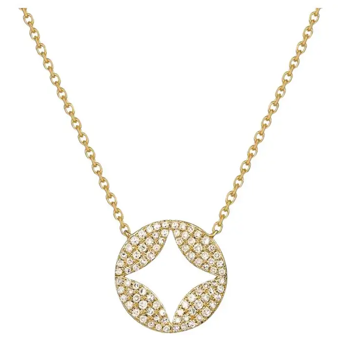 Cutout Circle Diamond Pave Necklace