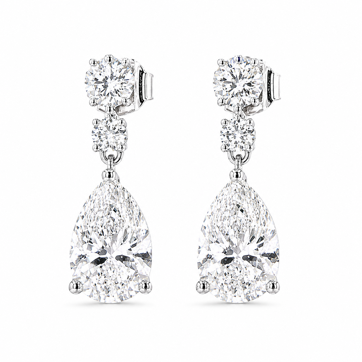 Double Round Pear Drop Eco Diamonds Earrings