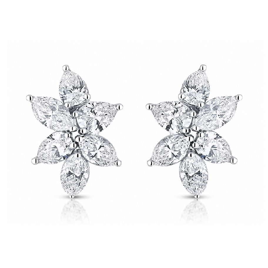 Floral Mega Cluster Eco Diamonds Earrings