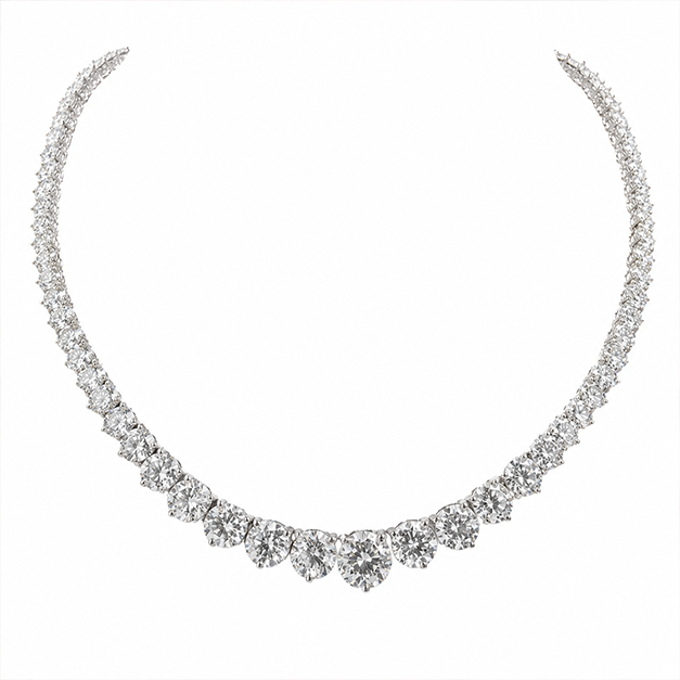 20 carats Riviera Graduated Diamond Tennis Necklace 3 Prongs