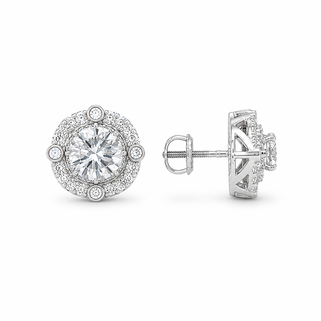 Royal Fancy Round Eco Diamonds Earrings