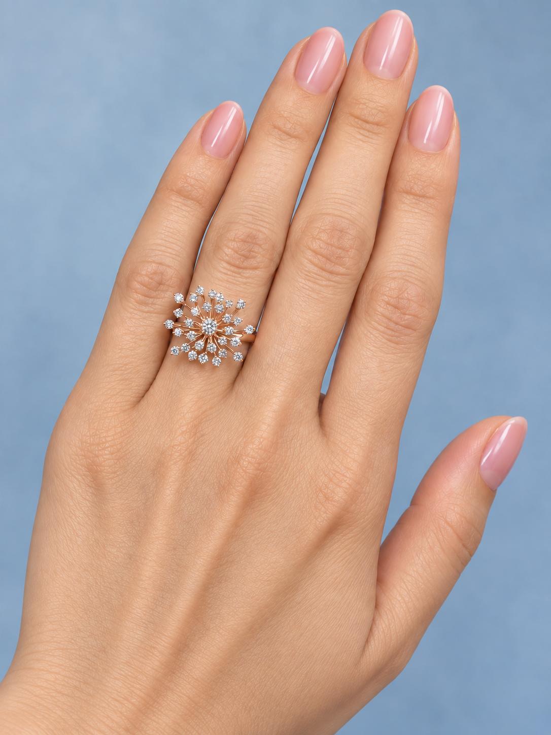 Supernova Diamond Cocktail Ring in Rose Gold