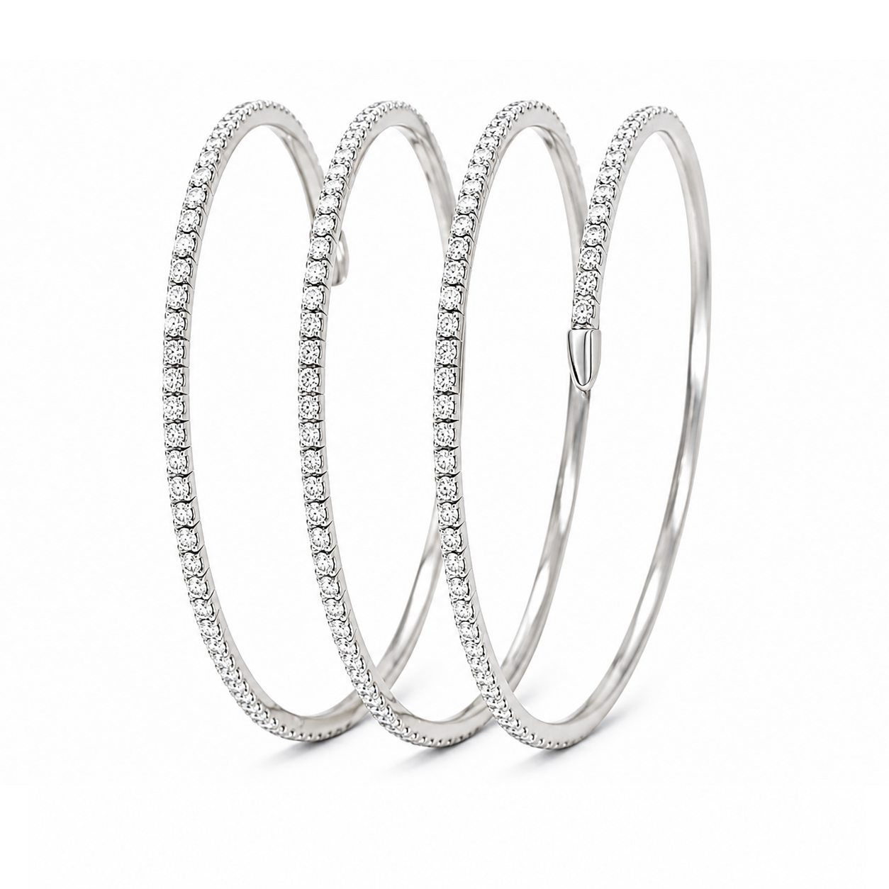 Triple Wrap Coil Flexible Eco Diamonds Tennis Bracelet