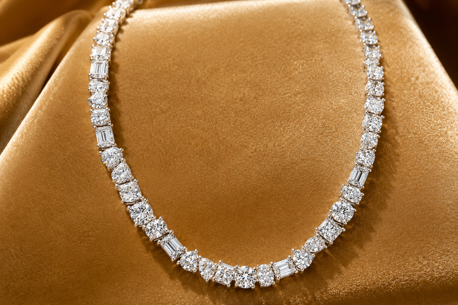 Fancy Cluster Multi Shape Diamond Necklace