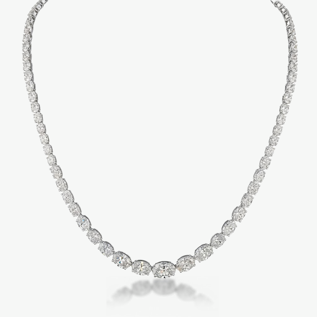 East West Oval Riviera Graduated Eco Diamonds Tennis Necklace