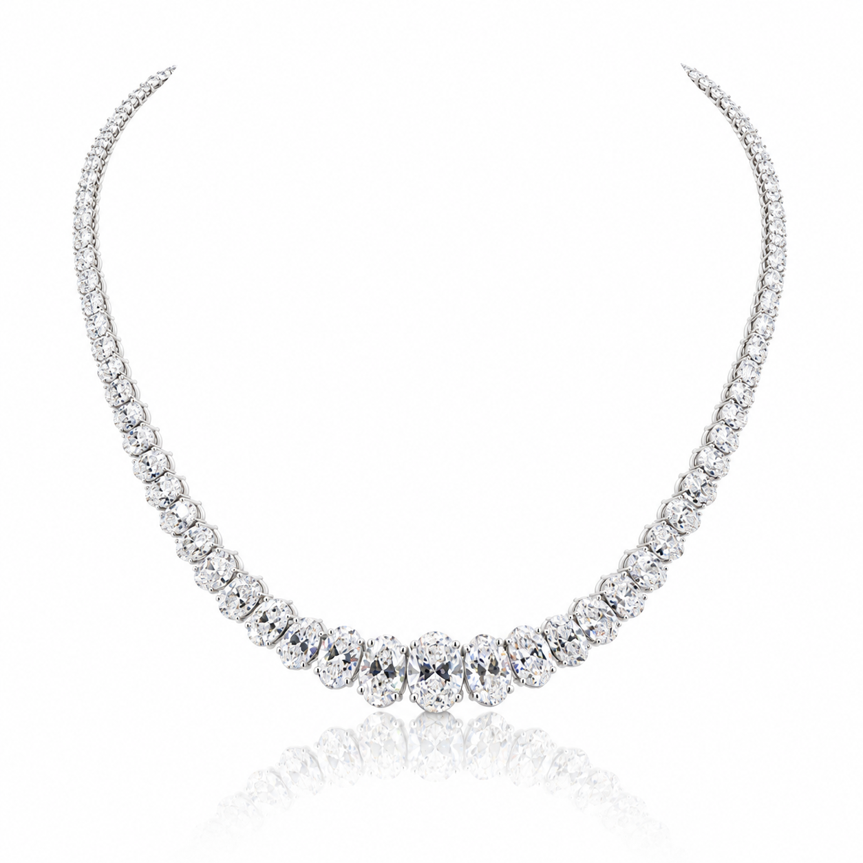 Crown Jewels Oval Riviera Diamond Necklace