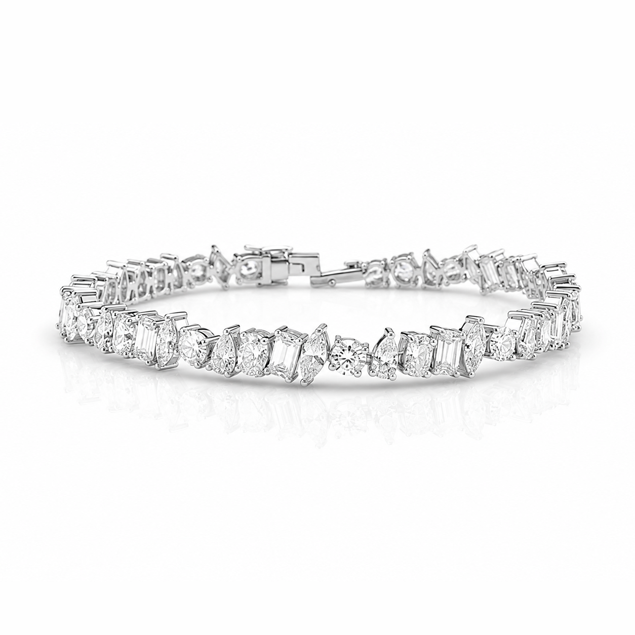 Multi shape Clustered Eco Diamonds Tennis Bracelet