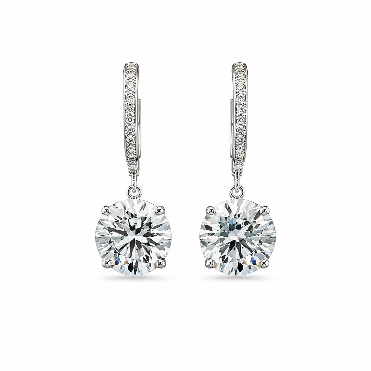 Round Dangle Hoops Eco Diamonds Earrings