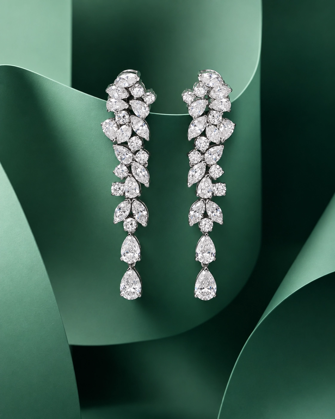 Sabrina Multi Shape Diamond Cluster Drop Earrings