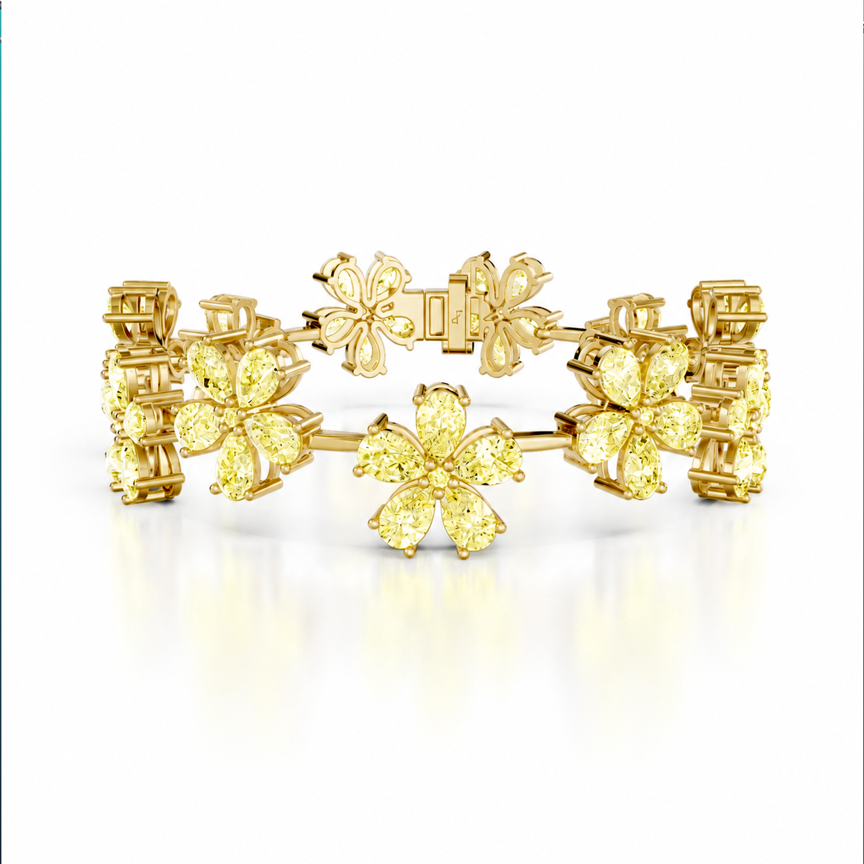 Fleur Canary Yellow Eco Diamonds Floral Station Bracelet
