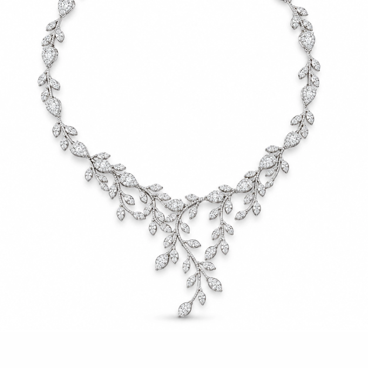 Fiona Diamond Vine Lariat Necklace with Marquise Cut Diamonds