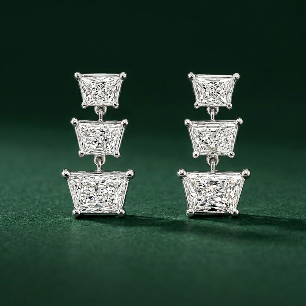 Fancy Trapezoid Shaped Eco Diamonds Earrings