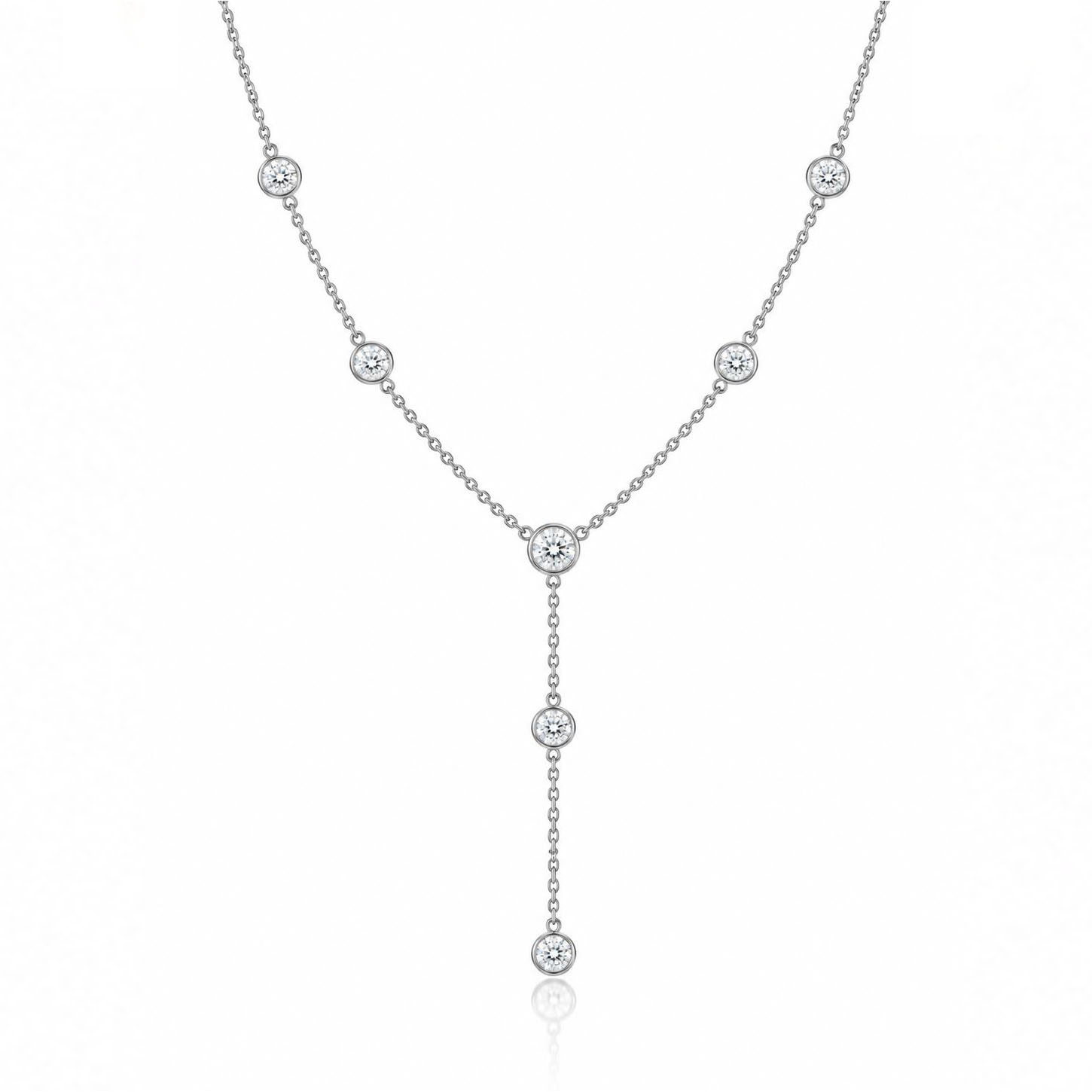 Aston Bezel Diamond Station Lariat Necklace