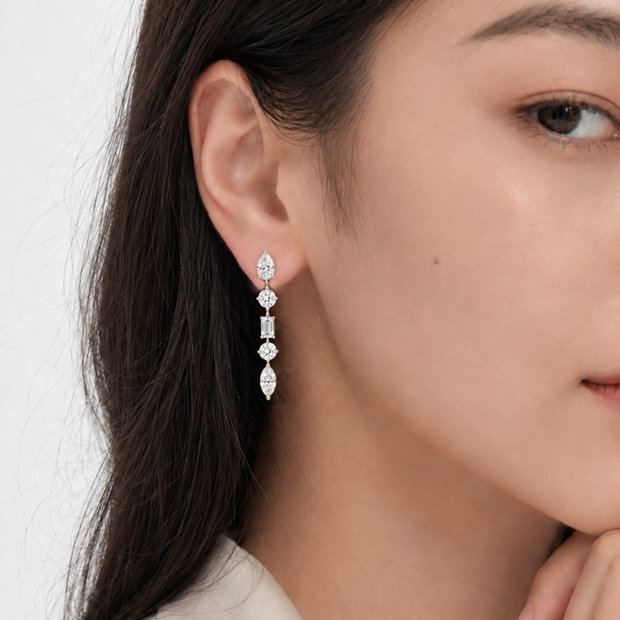 Petite Fancy Multi Shaped Eco Diamonds Drop Earrings