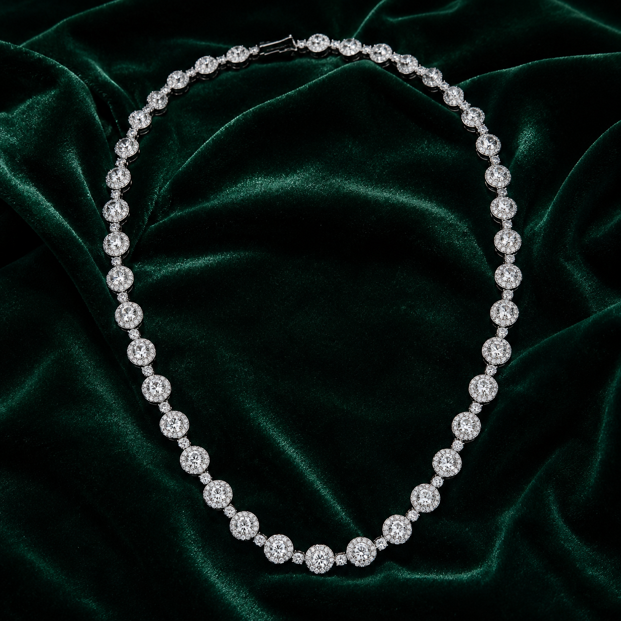 Lumiere Round Pave Clusters Eco Diamonds Statement Necklace